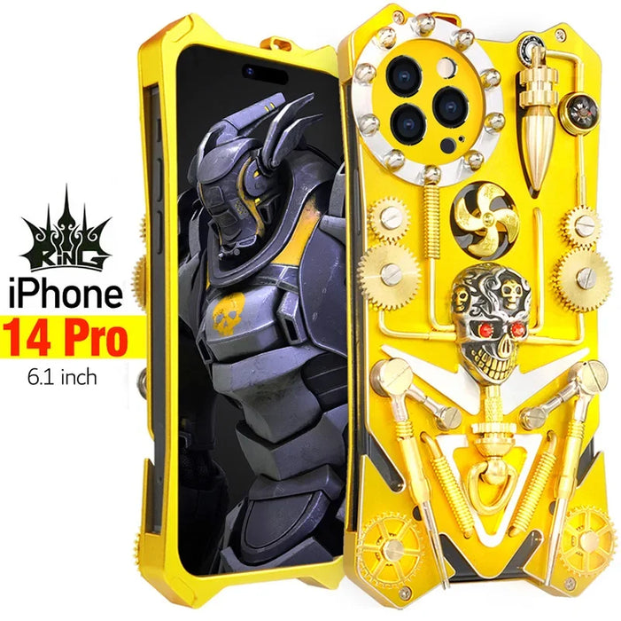 Mechanical Gear Skeleton Phone Case for IPhone 15 14 13 12 ProMax Phone Case Metal Aluminum Alloy Thickened Anti Drop Protective