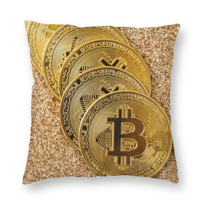 Digital Currency Bitcoin Cushion Cover Home Decorative Print Blockchain BTC Cryptography Throw Pillow Case for Living Room