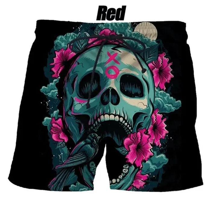 Roses Goth Skull Beach Shorts