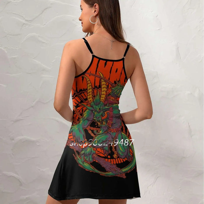 Kreeping Krampus Sling Dress Summer Dress Sling Sexy A Line Dress Fashion Female Dress Krampus Christmas Monster Demon Folklore