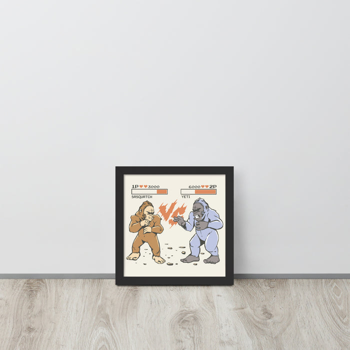 Bigfoot vs Yeti | Framed poster