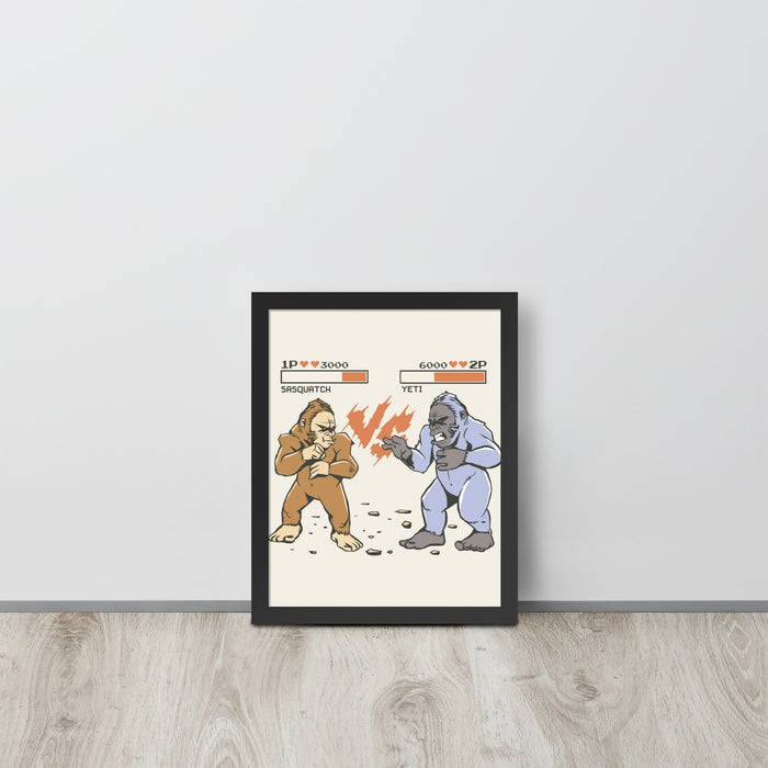 Bigfoot vs Yeti | Framed poster