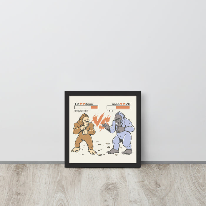 Bigfoot vs Yeti | Framed poster