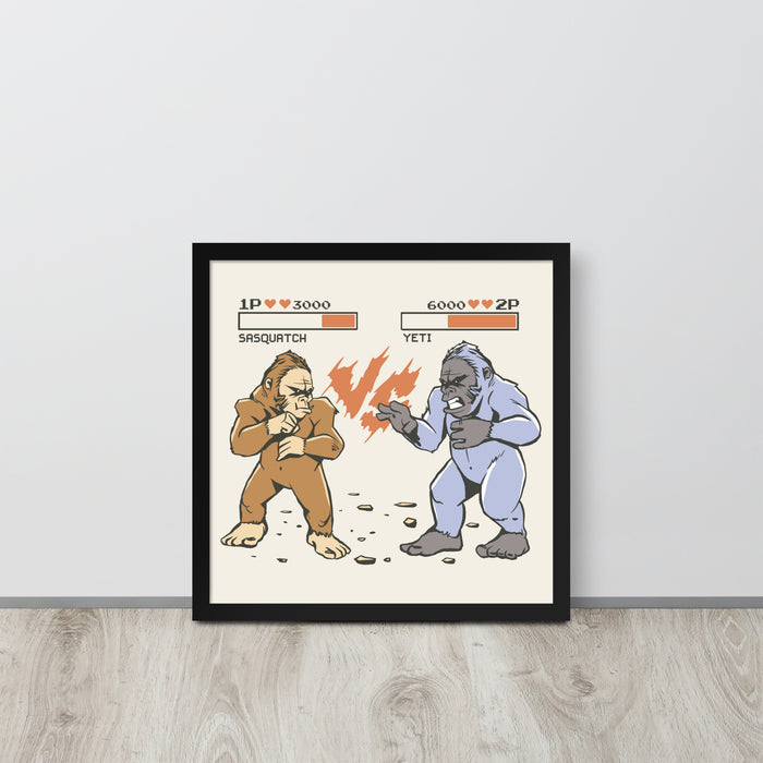 Bigfoot vs Yeti | Framed poster