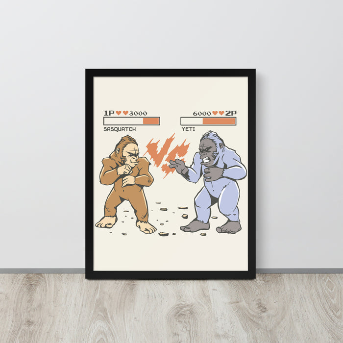 Bigfoot vs Yeti | Framed poster