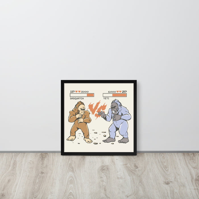 Bigfoot vs Yeti | Framed poster