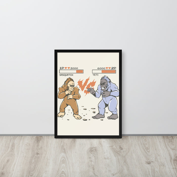 Bigfoot vs Yeti | Framed poster