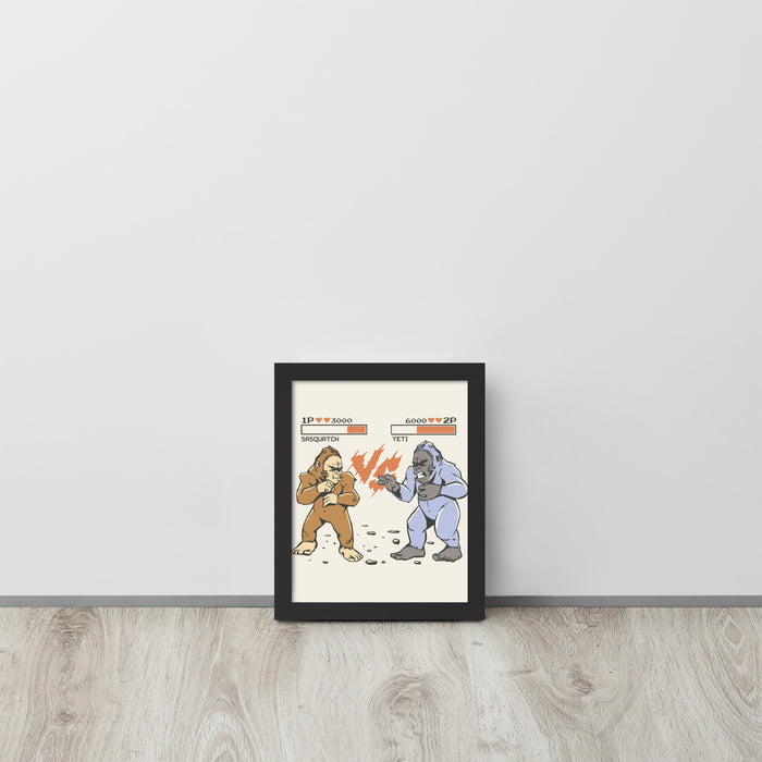 Bigfoot vs Yeti | Framed poster