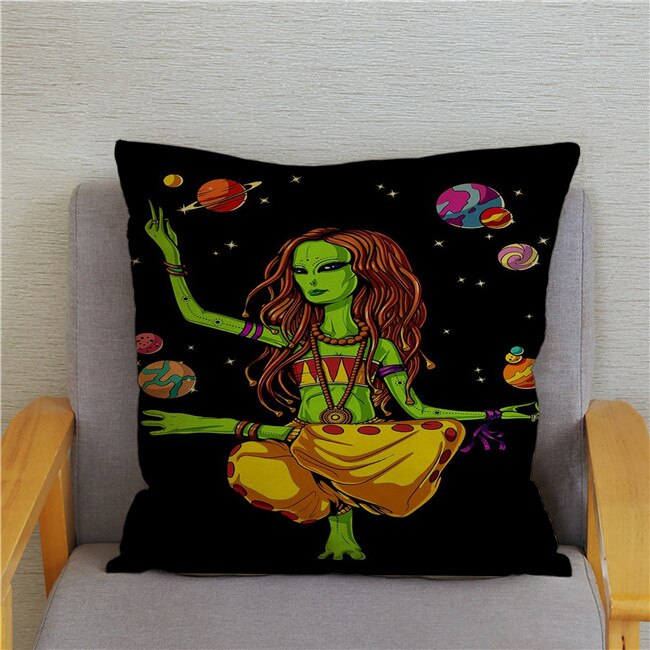 Retro Psychedelic Alien Cushion Covers