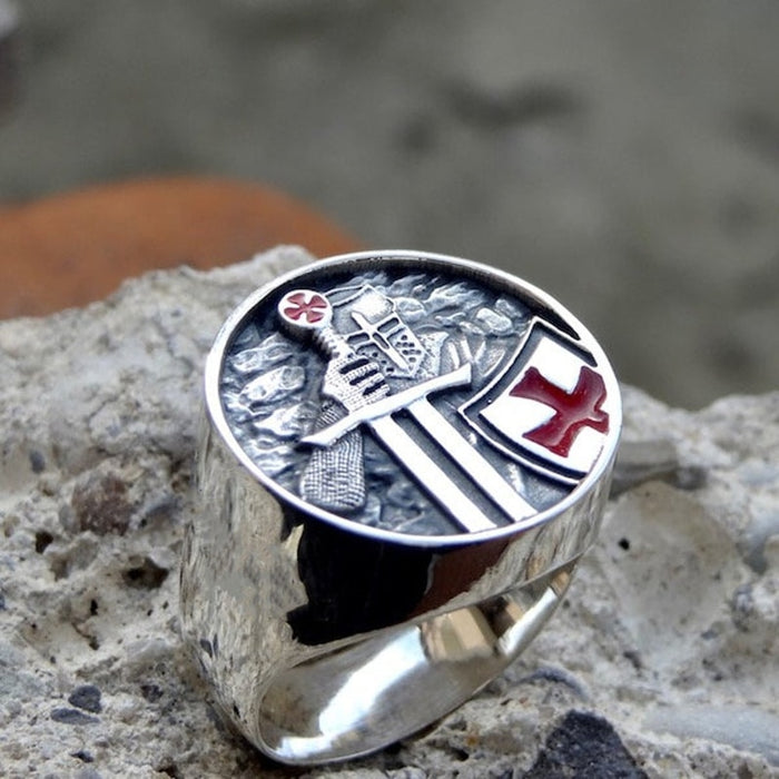 Mens Knights Templar Red Cross Ring