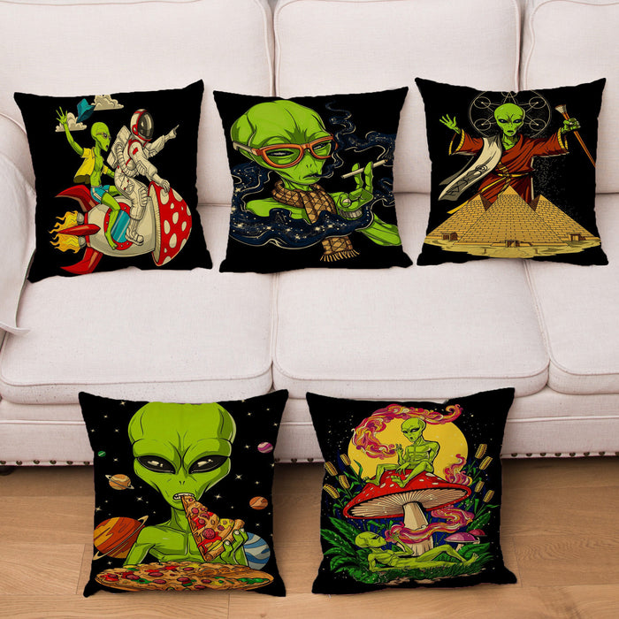 Retro Psychedelic Alien Cushion Covers