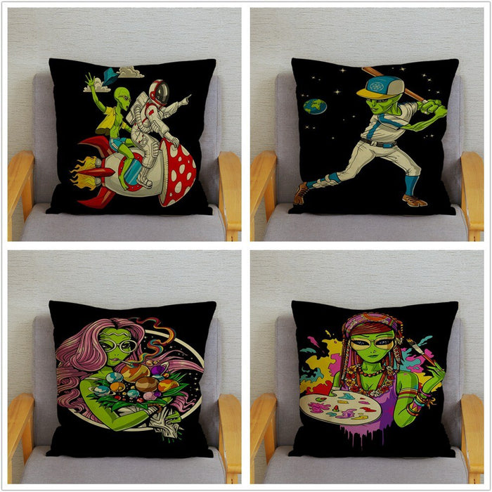 Retro Psychedelic Alien Cushion Covers