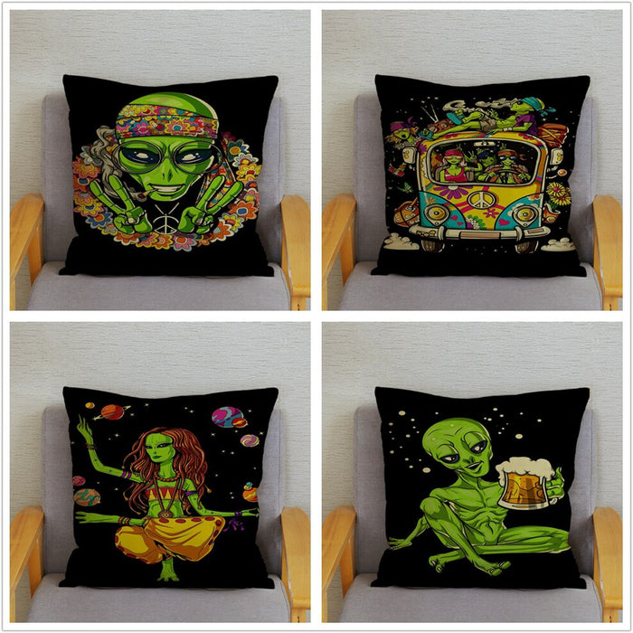 Retro Psychedelic Alien Cushion Covers