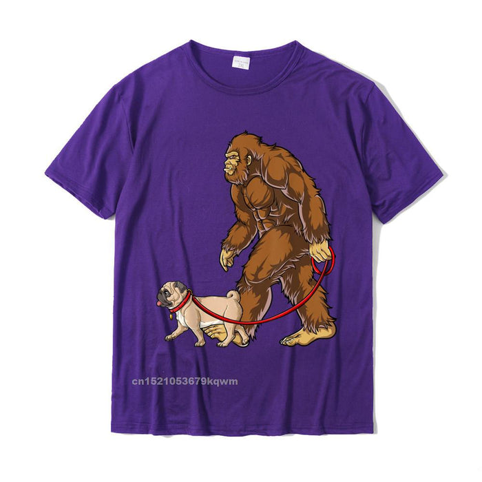 Bigfoot Dog Walk Pug T'Shirt