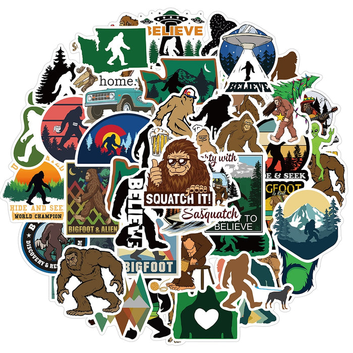 10/30/50pcs  Bigfoot Waterproof sticker packs