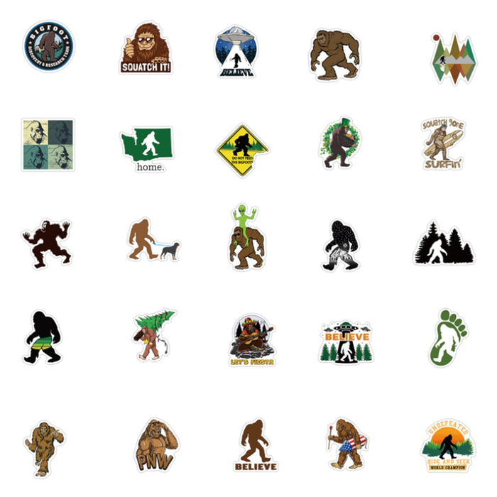 10/30/50pcs  Bigfoot Waterproof sticker packs