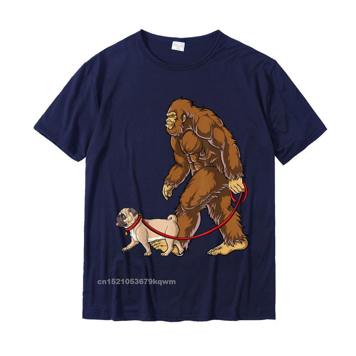 Bigfoot Dog Walk Pug T'Shirt