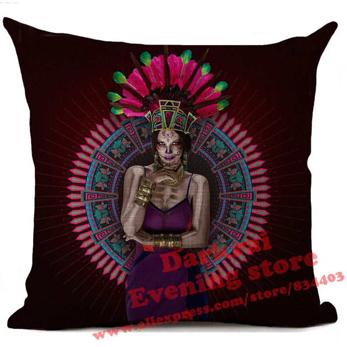 Mexican Day of The Dead Sugar Skull Throw Pillows