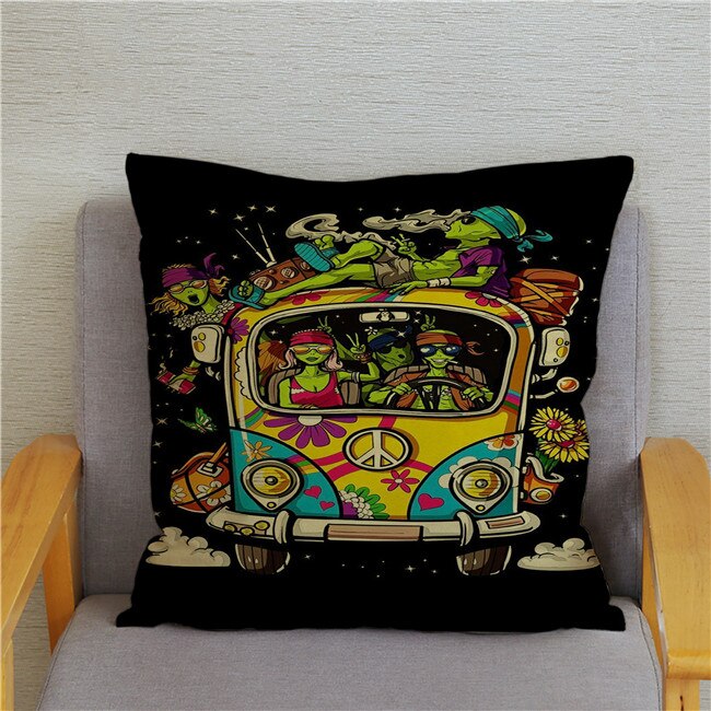 Retro Psychedelic Alien Cushion Covers