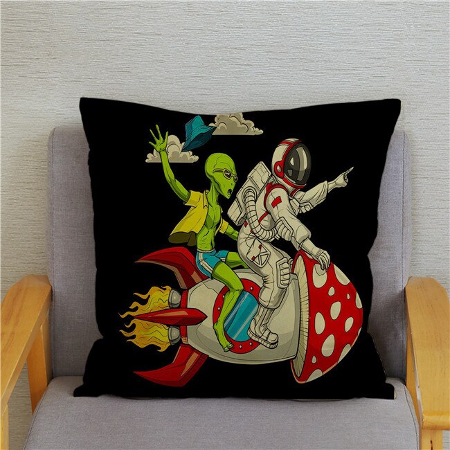 Retro Psychedelic Alien Cushion Covers