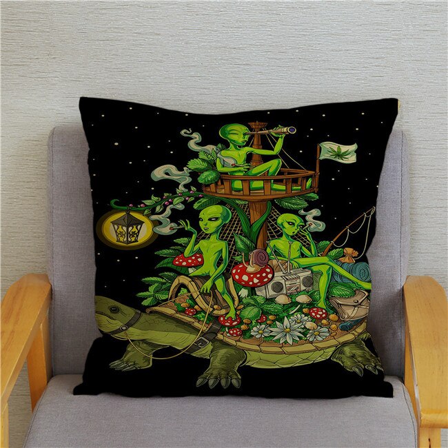 Retro Psychedelic Alien Cushion Covers