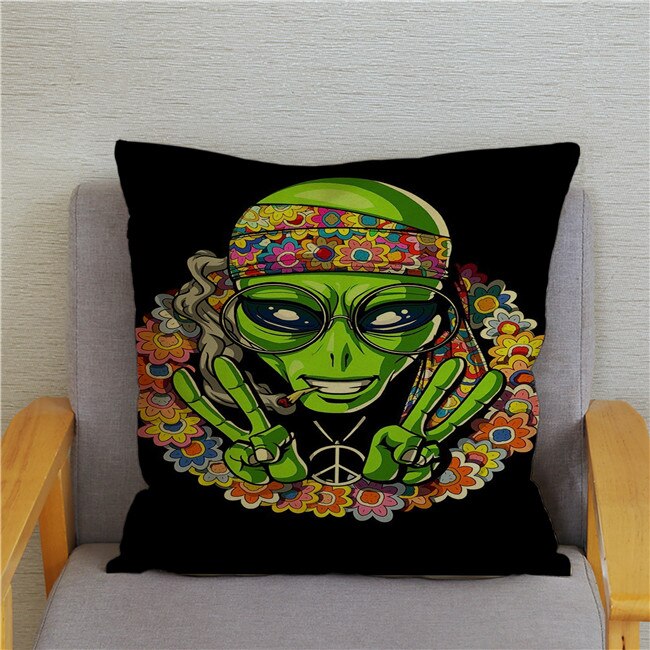 Retro Psychedelic Alien Cushion Covers