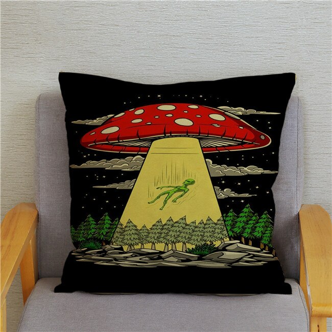 Retro Psychedelic Alien Cushion Covers