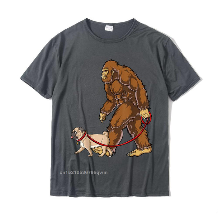 Bigfoot Dog Walk Pug T'Shirt