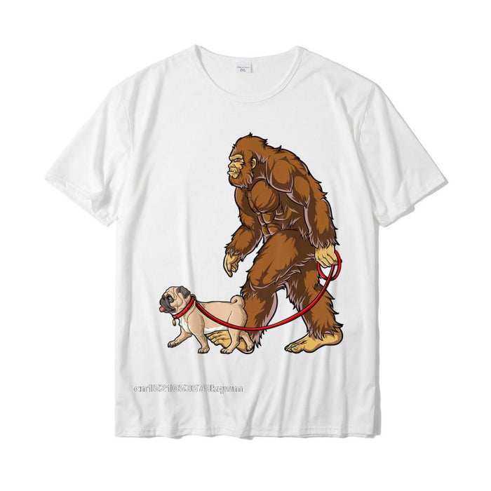 Bigfoot Dog Walk Pug T'Shirt