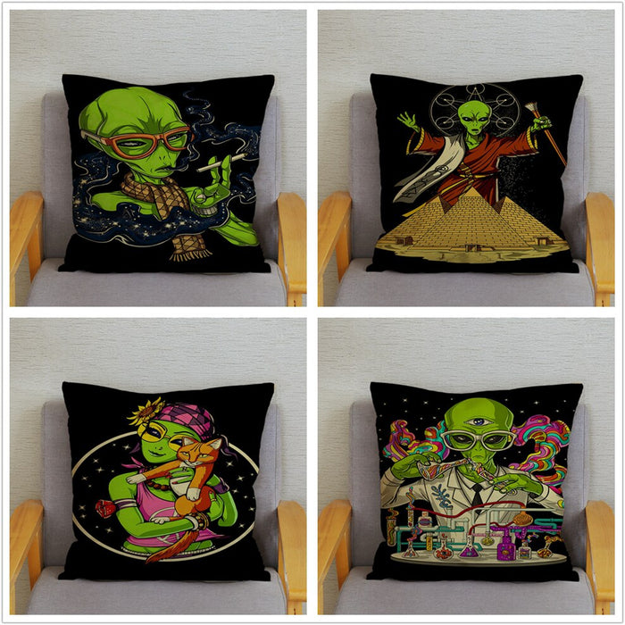 Retro Psychedelic Alien Cushion Covers