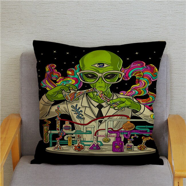 Retro Psychedelic Alien Cushion Covers