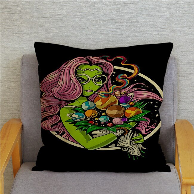 Retro Psychedelic Alien Cushion Covers