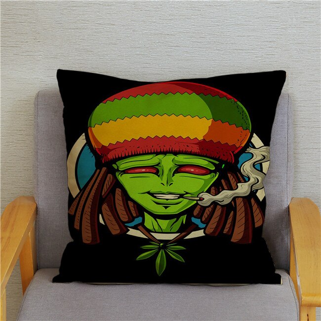 Retro Psychedelic Alien Cushion Covers