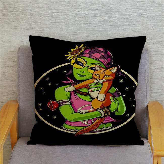 Retro Psychedelic Alien Cushion Covers