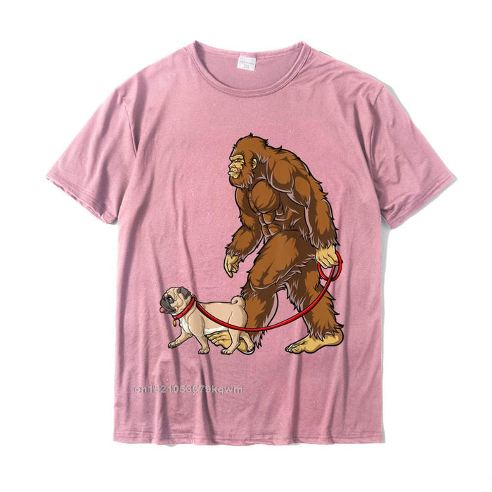 Bigfoot Dog Walk Pug T'Shirt