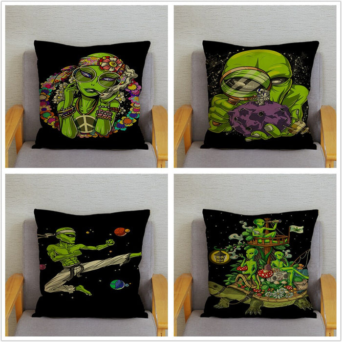 Retro Psychedelic Alien Cushion Covers