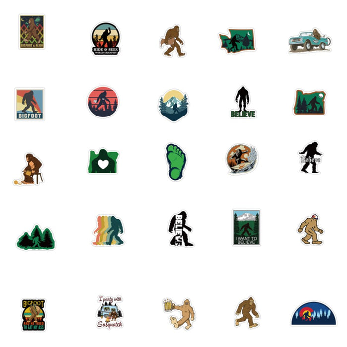 10/30/50pcs  Bigfoot Waterproof sticker packs