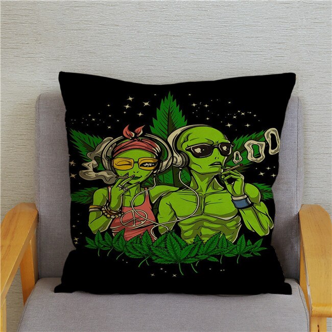 Retro Psychedelic Alien Cushion Covers