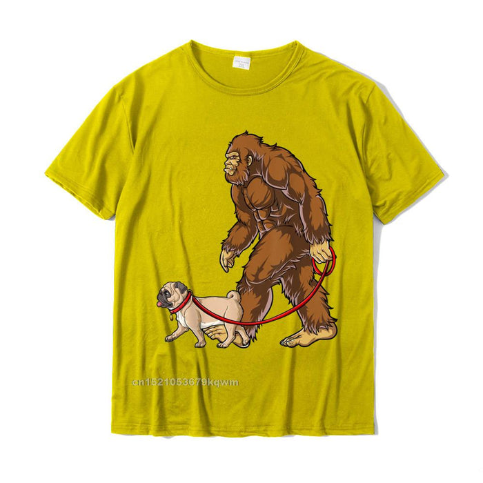 Bigfoot Dog Walk Pug T'Shirt