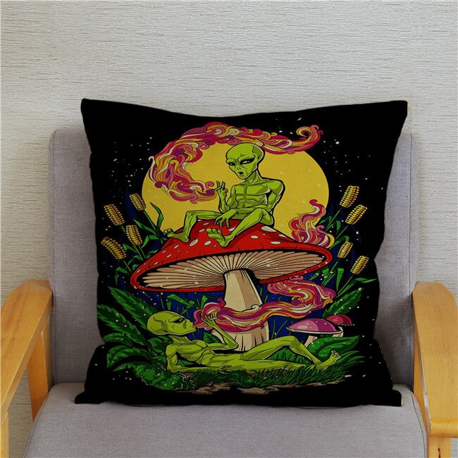 Retro Psychedelic Alien Cushion Covers