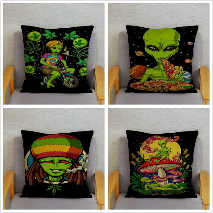 Retro Psychedelic Alien Cushion Covers