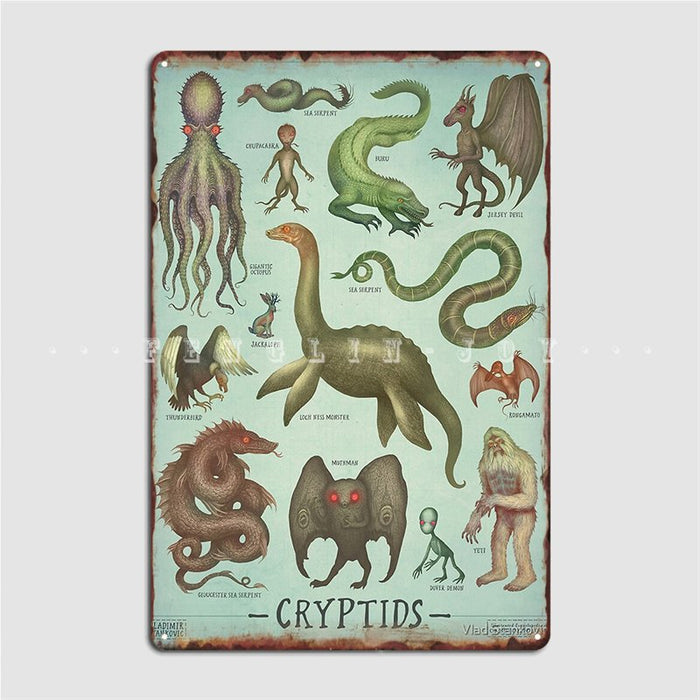 Cryptids Cryptozoology Species Metal Sign