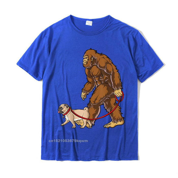 Bigfoot Dog Walk Pug T'Shirt