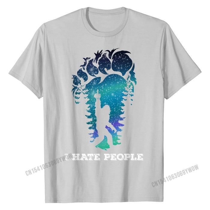 Bigfoot Middle Finger I Hate People  T-Shirt.