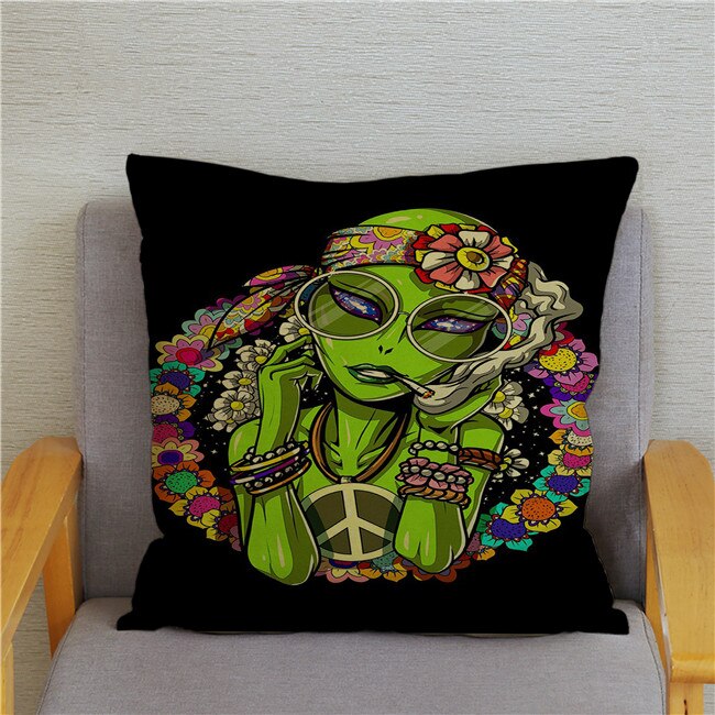 Retro Psychedelic Alien Cushion Covers