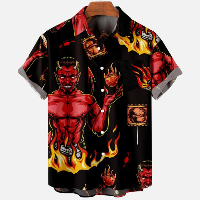 Devil Horror Print Hawaiian Shirts