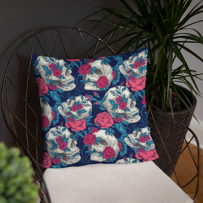 Floral Skulls Pattern | Basic Pillow