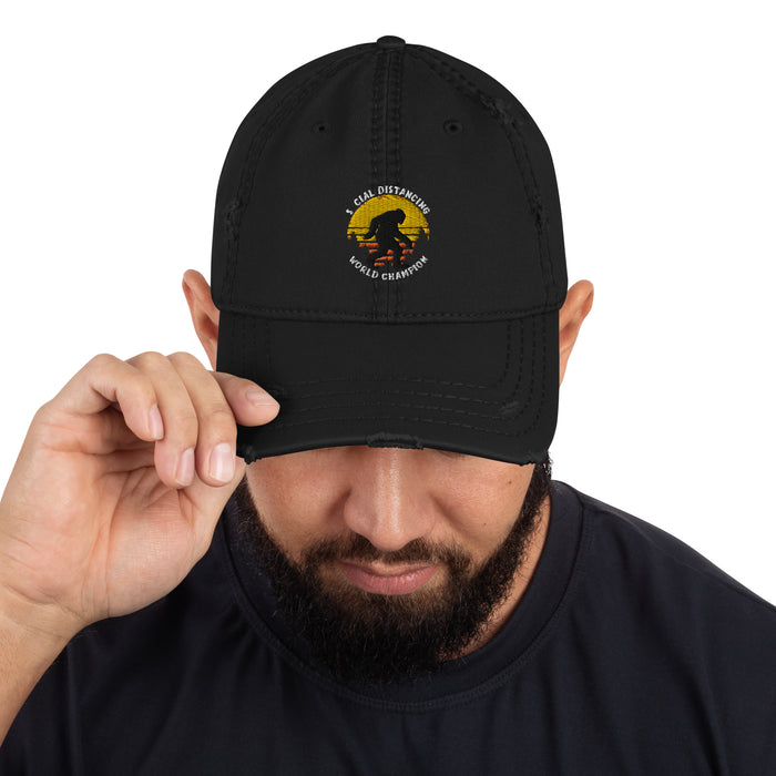 Bigfoot Social Distancing world champion | Distressed Dad Hat