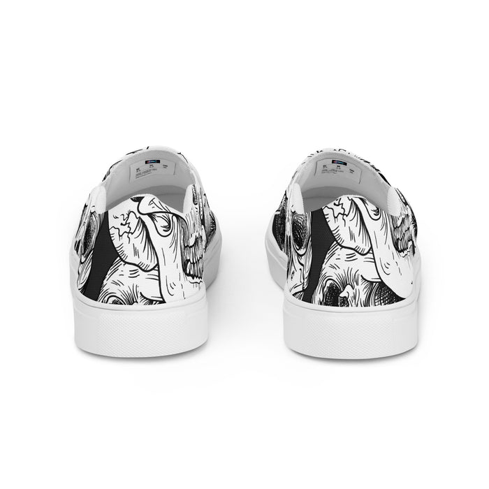 Black & White Skull Pattern | Men’s slip-on canvas shoes