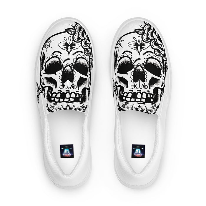 Tattoo Skull Design | Men’s slip-on canvas shoes